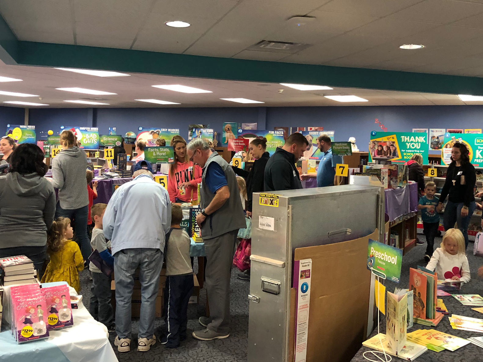 parents and students at book fair